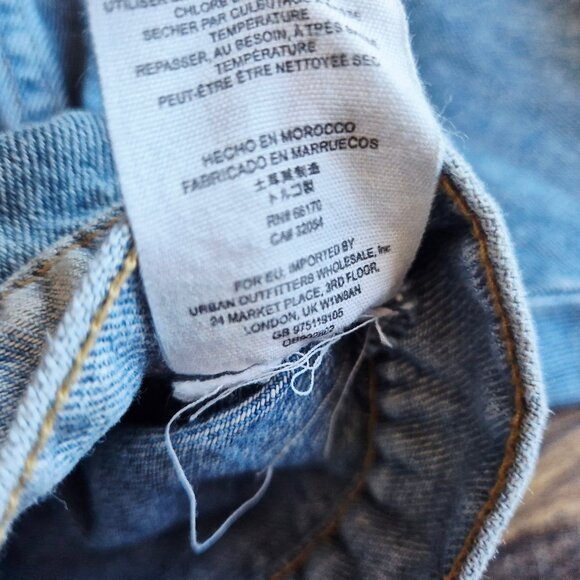 Free People Bedford Cropped Denim Jacket Distressed Medium Wash Cotton - Picture 13 of 16